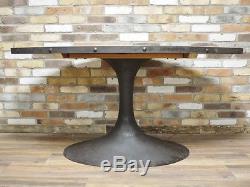 Industrial Retro Vintage Reclaimed Wood Metal Oval Dining Kitchen Table (d4495)