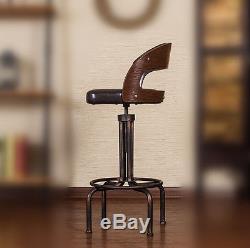 Industrial Rustic Retro Vintage Iron Bar Stool Kitchen Counter Chair Backrest