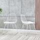 Industrial Set Of 2 Metal Wire Mesh Dining Chairs White Retro Vintage Kitchen Bn