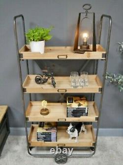 Industrial Shelving Unit Vintage Retro Bookcase Tall Rustic Room Display Cabinet
