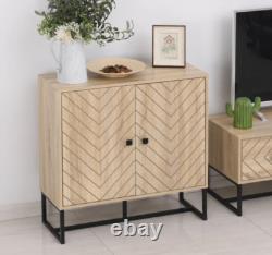 Industrial Side Cabinet Vintage Retro Cupboard Rustic Metal Console Table Unit