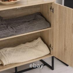 Industrial Side Cabinet Vintage Retro Cupboard Rustic Metal Console Table Unit