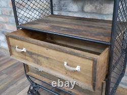 Industrial Side Cabinet Vintage Retro Furniture Small Rustic Metal Chest Drawers