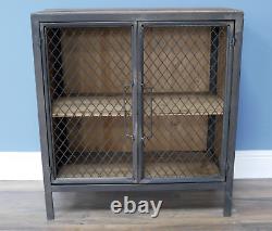 Industrial Storage Cupboard Vintage Retro Side Cabinet Rustic Metal Display Unit