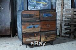 Industrial Style Calabar Urban Reclaimed Wood Iron Dresser Chest Cabinet Drawers