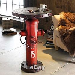 Industrial Style Coffee Table Side Shabby Chic Antique Metal Round Vintage Red