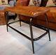 Industrial Style Genuine Leather Bench Seat Retro Vintage. Tan Brown