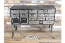 Industrial Style Rustic Metal Drawer Cabinet Chest Of Drawers Storage Unit