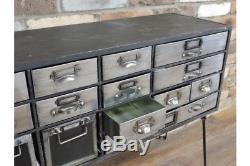 Industrial Style Rustic Metal Drawer Cabinet Chest Of Drawers Storage Unit