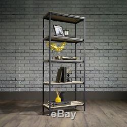 Industrial Style Shelving 5 Tier Bookcase Display Black Metal Frame Sonoma Oak
