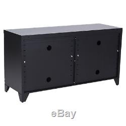 Industrial Style TV Stand Metal Sideboard Unit Storage Cabinet With 4 Cable Hole