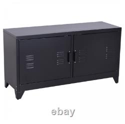 Industrial TV Stand Vintage Retro Furniture Metal Side Cabinet 2 Cupboard Unit