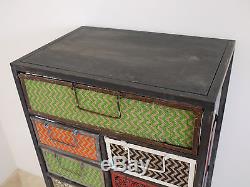 Industrial Tall Multi Coloured 10 Drawer Cabinet Chest Of Drawers Storage Unit