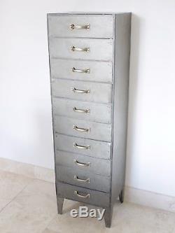 Industrial Tallboy Galvanized 10 drawer chest retro urban vintage cabinet