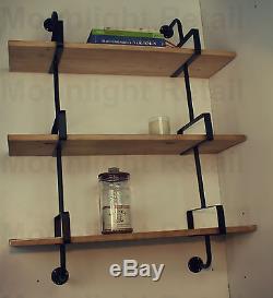 Industrial Urban Style Galvanised Steel Pipe Book Shelf Storage Wooden, NEW BS-13