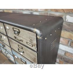 Industrial Vintage Antique Cabinet Cupboard Sideboard Unit Chest Of 11 Drawers