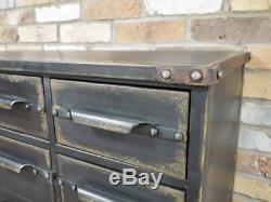 Industrial Vintage Antique Cabinet Cupboard Sideboard Unit Chest Of 12 Drawers Y