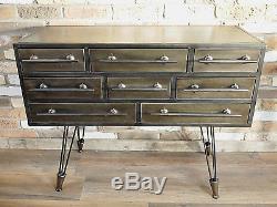 Industrial Vintage Antique Cabinet Cupboard Sideboard Unit Chest Of 8 Drawers X