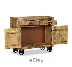 Industrial Vintage Cabinet Side Storage Table Rustic Furniture Metal Cupboard