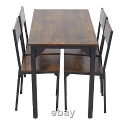 Industrial Vintage Dining Table & 4 Chairs Set Rustic Metal 4 Seater Kitchen