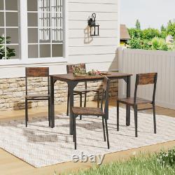 Industrial Vintage Dining Table & 4 Chairs Set Rustic Metal 4 Seater Kitchen
