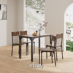 Industrial Vintage Dining Table & 4 Chairs Set Rustic Metal 4 Seater Kitchen
