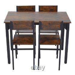 Industrial Vintage Dining Table & 4 Chairs Set Rustic Metal 4 Seater Kitchen