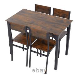 Industrial Vintage Dining Table & 4 Chairs Set Rustic Metal 4 Seater Kitchen