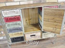 Industrial Vintage Retro Antique Wood Metal Style Storage Cabinet (dx4490)