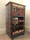 Industrial Wine Cabinet Rustic Solid Wood Rack Metal Drinks Trolley Vintage Cart