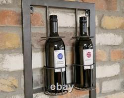 Industrial Wine Rack Rustic Metal Wall Mounted Glass Cabinet Vintage Retro Unit