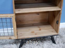 Industrial Wooden & Metal Rustic Bedside Cabinet Chest Cupboard Storage Unit