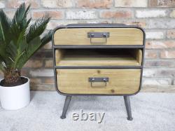 Industrial Wooden & Metal Rustic Bedside Cabinet Chest of Drawers Storage Unit