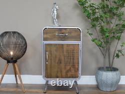 Industrial Wooden & Metal Rustic Bedside Cabinet Chest of Drawers Storage Unit