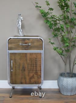 Industrial Wooden & Metal Rustic Bedside Cabinet Chest of Drawers Storage Unit