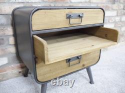 Industrial Wooden & Metal Rustic Bedside Cabinet Chest of Drawers Storage Unit