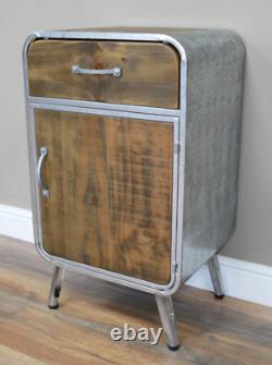 Industrial Wooden & Metal Rustic Bedside Cabinet Chest of Drawers Storage Unit