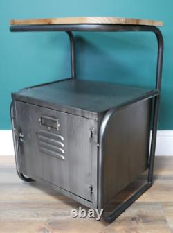 Industrial Wooden & Metal Rustic Bedside Cabinet Chest of Drawers Storage Unit