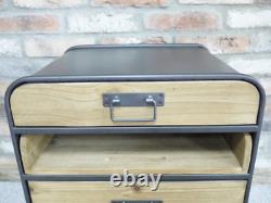 Industrial Wooden & Metal Rustic Bedside Cabinet Chest of Drawers Storage Unit