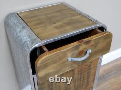 Industrial Wooden & Metal Rustic Bedside Cabinet Chest of Drawers Storage Unit