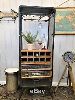 Industrial retro vintage Wine rack Storage Unit Drinks kitchen Display Cabinet