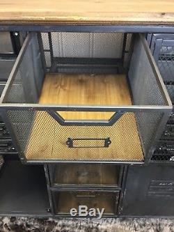 Industrial retro vintage black metal sideboard 16 drawer unit cabinet storage