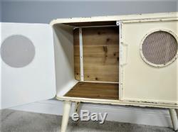 Industrial vintage retro cream metal sideboard Cupboard unit cabinet storage