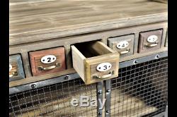 Industrial vintage rustic wood metal cupboard cabinet chest drawers storage