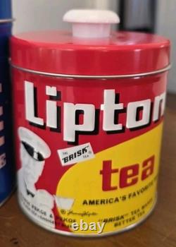J. L. Clark Metal Tin Canister Set Pillsbury, Domino, Maxwell, Lipton withlids