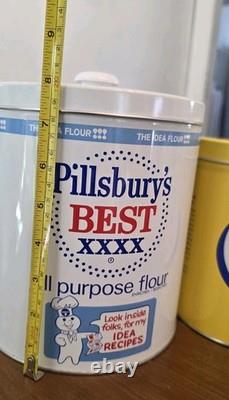 J. L. Clark Metal Tin Canister Set Pillsbury, Domino, Maxwell, Lipton withlids