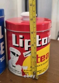 J. L. Clark Metal Tin Canister Set Pillsbury, Domino, Maxwell, Lipton withlids
