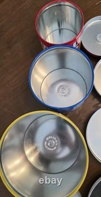 J. L. Clark Metal Tin Canister Set Pillsbury, Domino, Maxwell, Lipton withlids