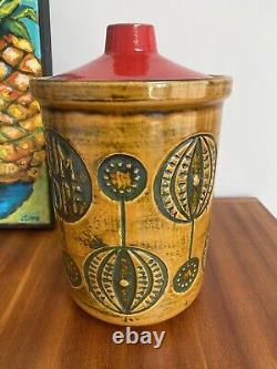 Jasba Large Rumtopf Rum Jar Kitchen Storage Mustard & Red Retro 502925 Vintage