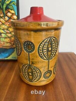 Jasba Large Rumtopf Rum Jar Kitchen Storage Mustard & Red Retro 502925 Vintage